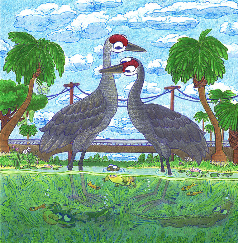 &quot;Swamp Moment&quot;, Traditional mixed media (copic marker, prisma colored pencils) 2024